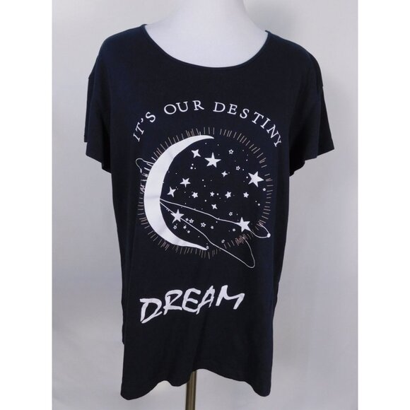 Mia Luce Its Our Destiny Dream Graphic Tee Loungewear Top Black L - Picture 1 of 10